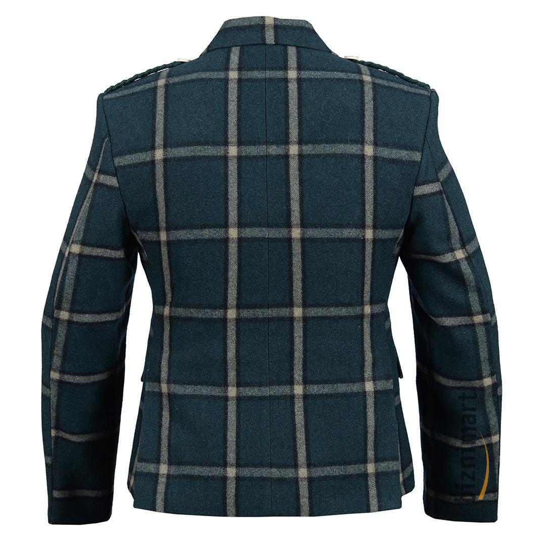 Green Pure Wool Argyll Jacket With Waistcoat/Vest - biznimart
