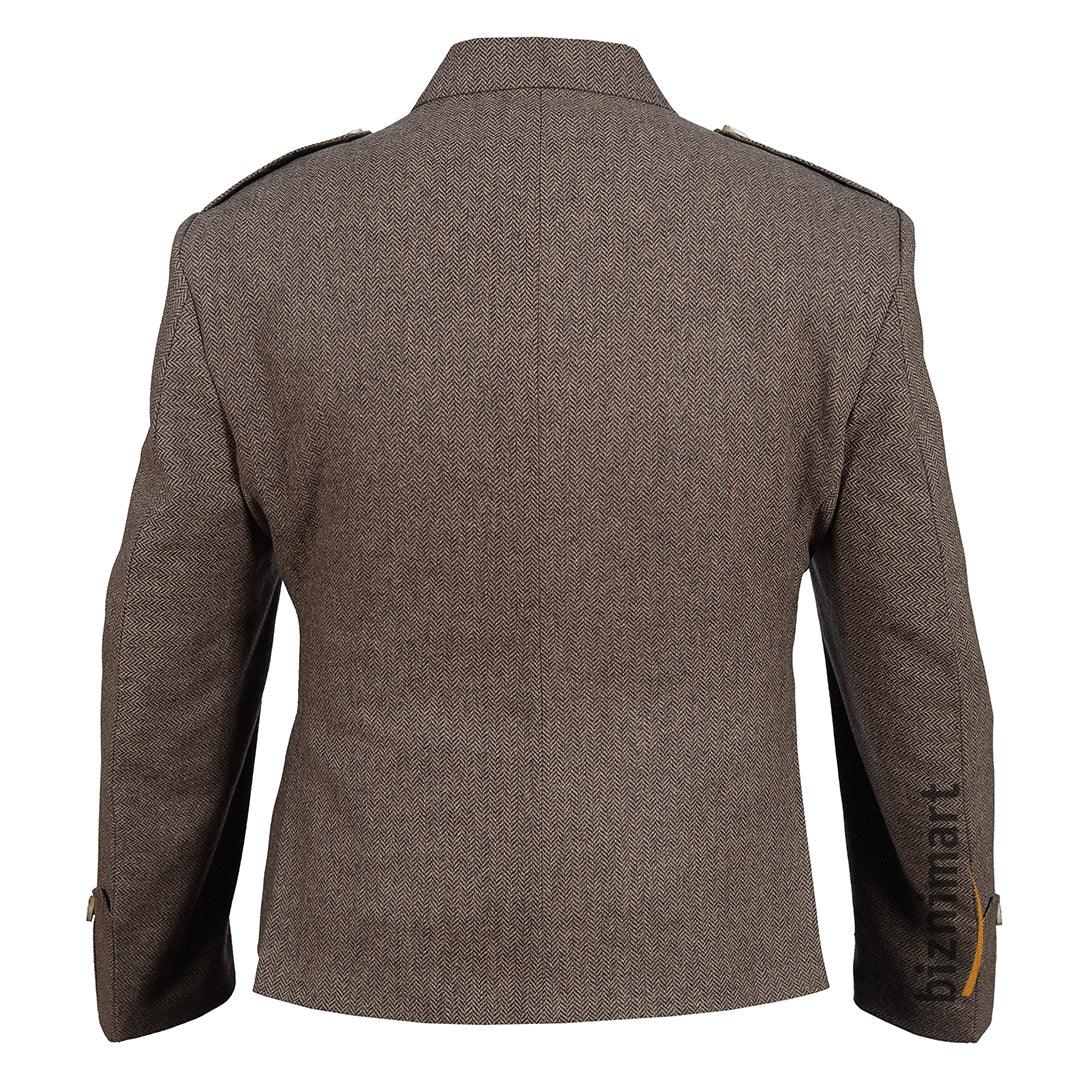 Brown Tweed Wool Argyll Jacket With Waistcoat/Vest - biznimart