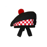 Black Balmoral Hat White And Red Dicing