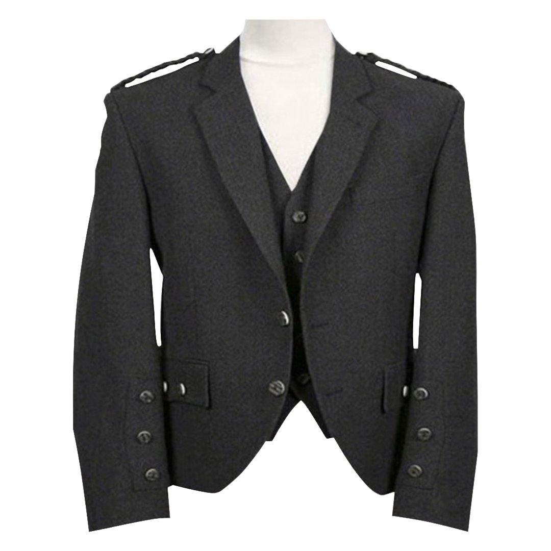 Charcoal Tweed Argyll Jacket And Vest - biznimart