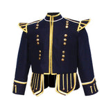 Dark Blue Pipe Band Doublet With Gold Braid Zip Front