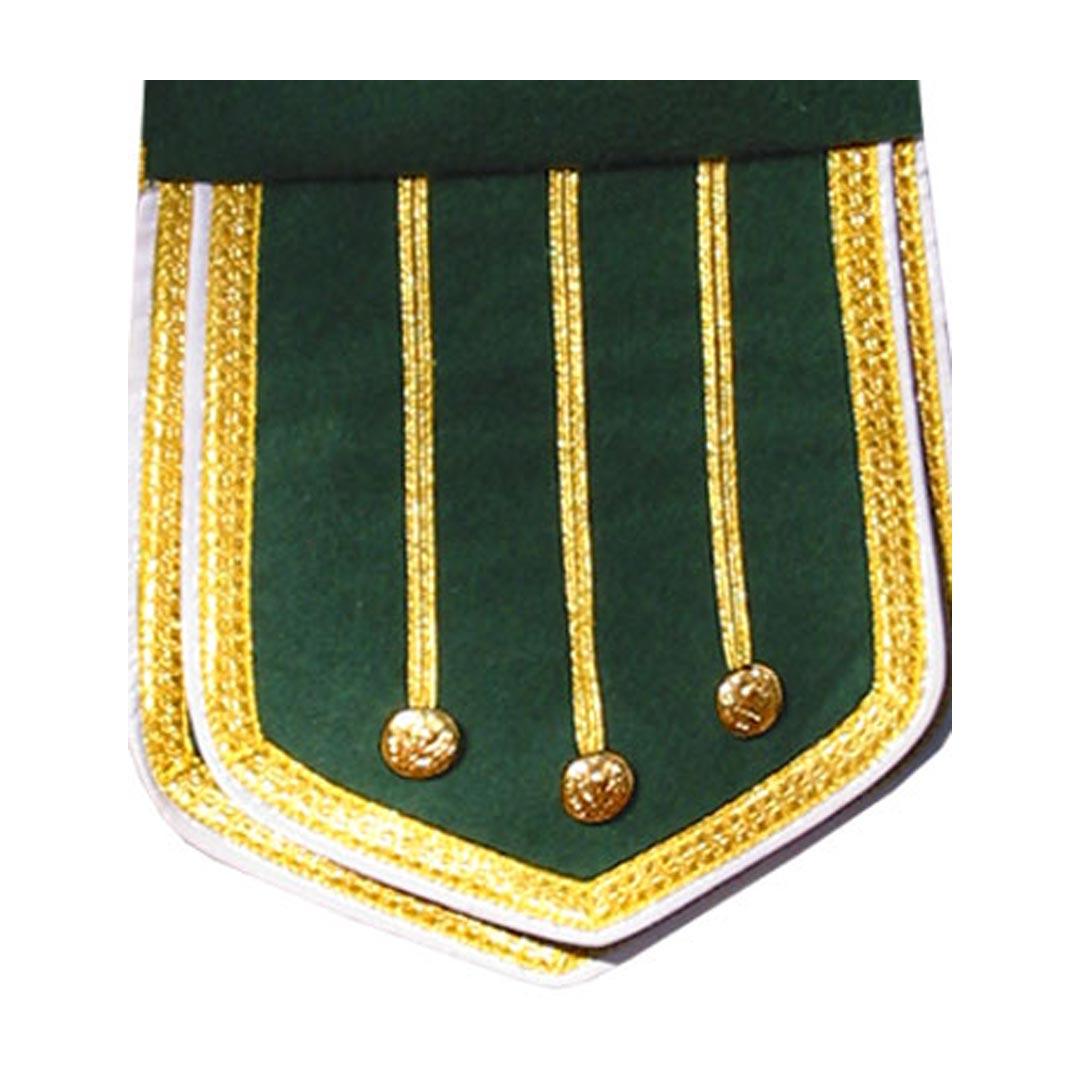 Green Pipe Band Doublet White Piping Gold Braid