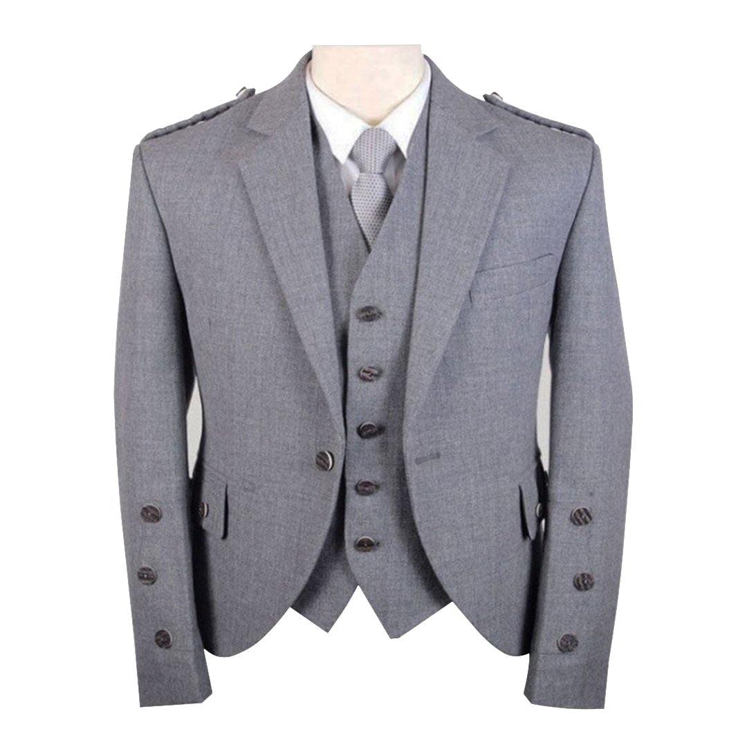 Light Grey Tweed Argyll Jacket And Vest - biznimart