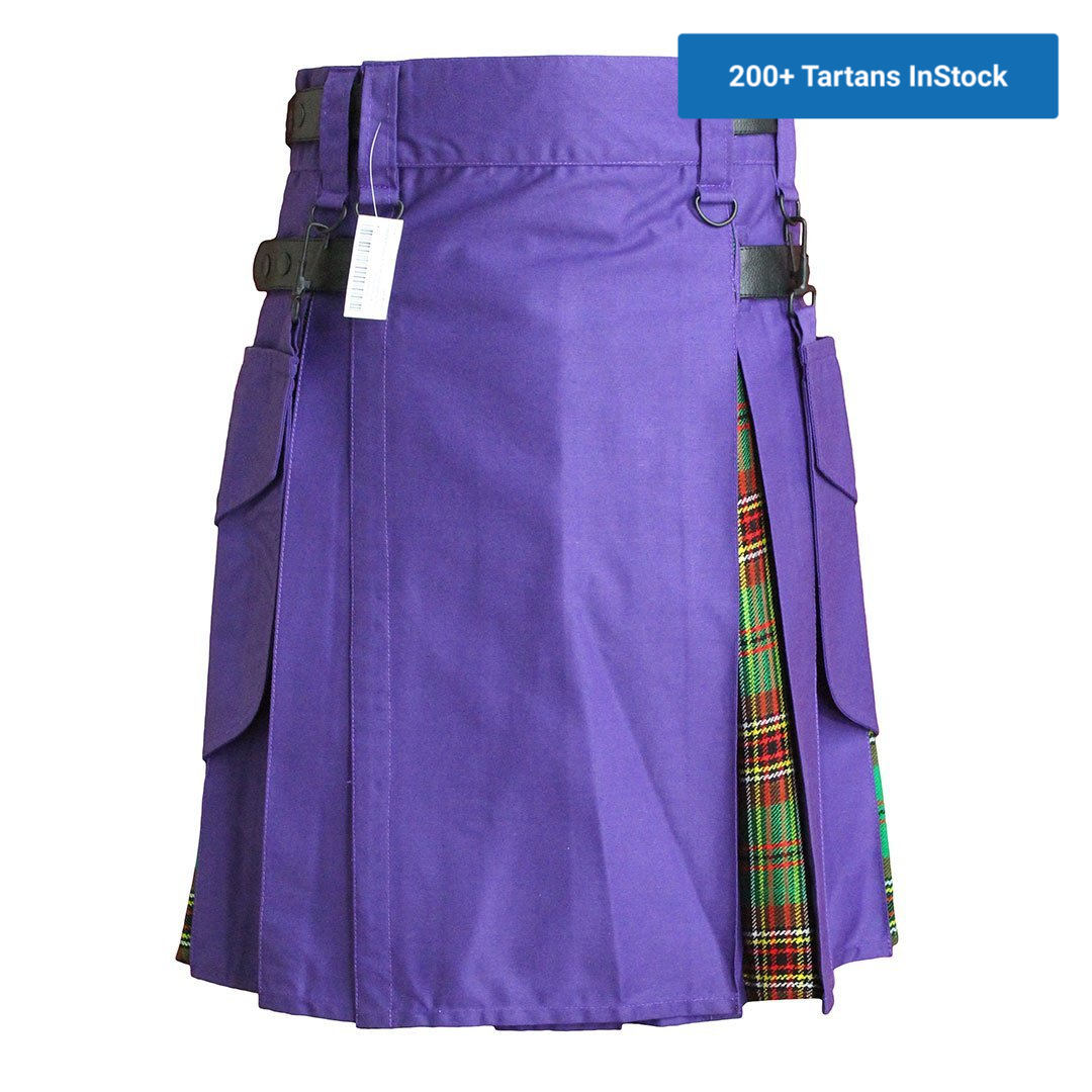 imperial-highland-supplies-purple-hybrid-kilt-with-tara-purphy-tartan-front