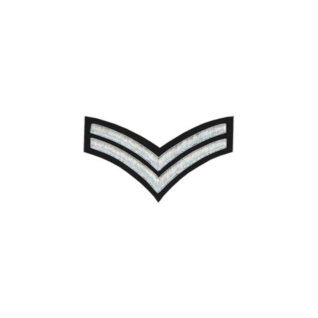 imperial-highland-supplies-2-stripe-chevron-badge-silver-bullion-on-black