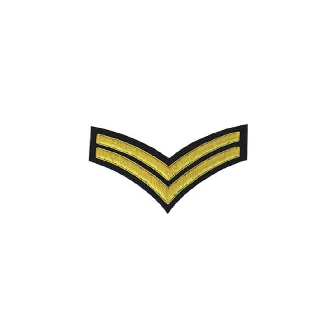 imperial-highland-supplies-2-stripes-chevron-badge-gold-bullion-on-black