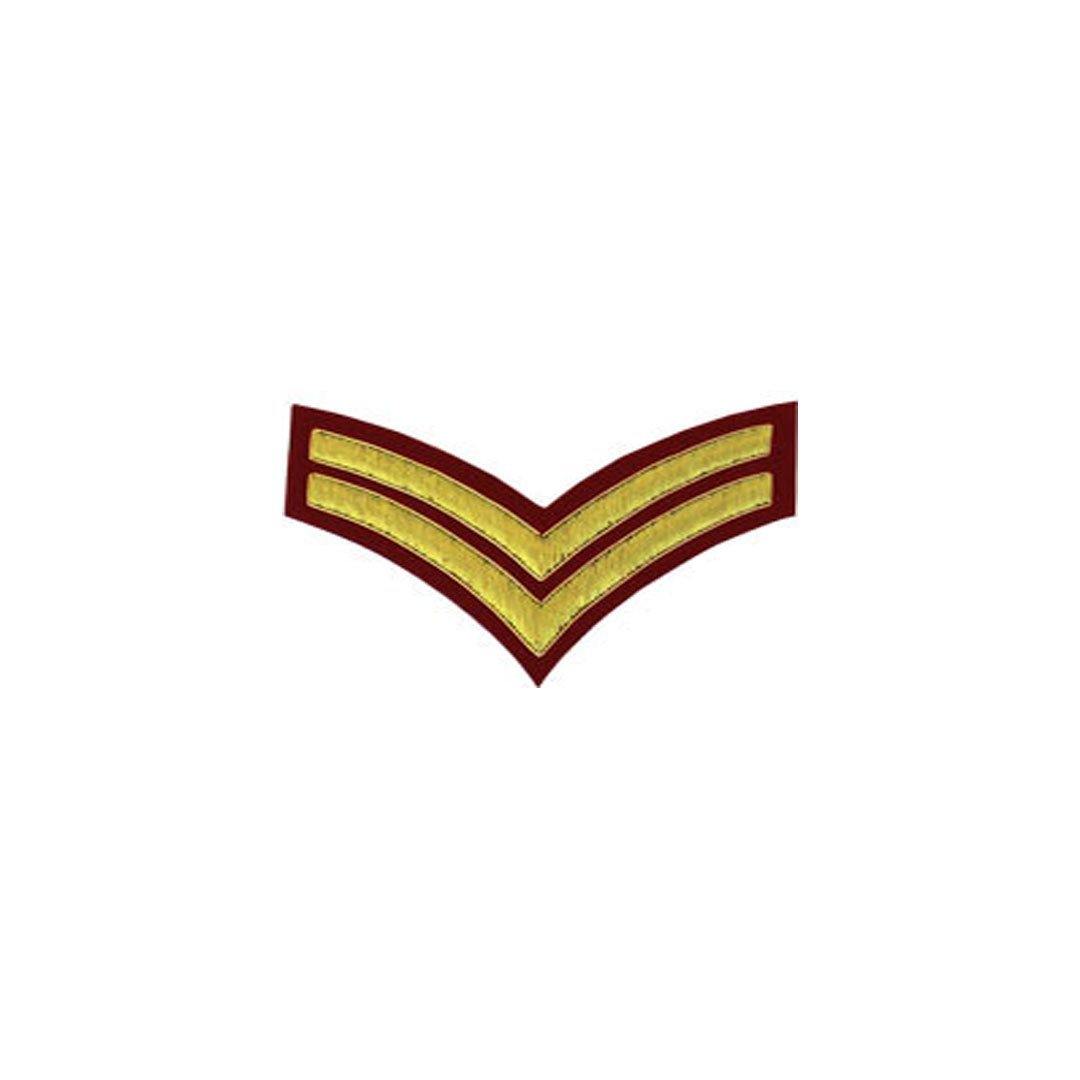 imperial-highland-supplies-2-stripes-chevron-badge-gold-bullion-on-red