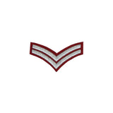 imperial-highland-supplies-2-stripes-chevron-badge-silver-bullion-on-red