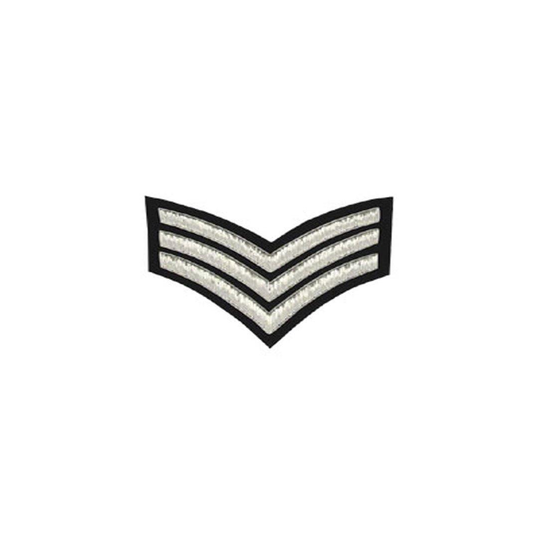 imperial-highland-supplies-3-stripe-chevron-badge-silver-bullion-on-black