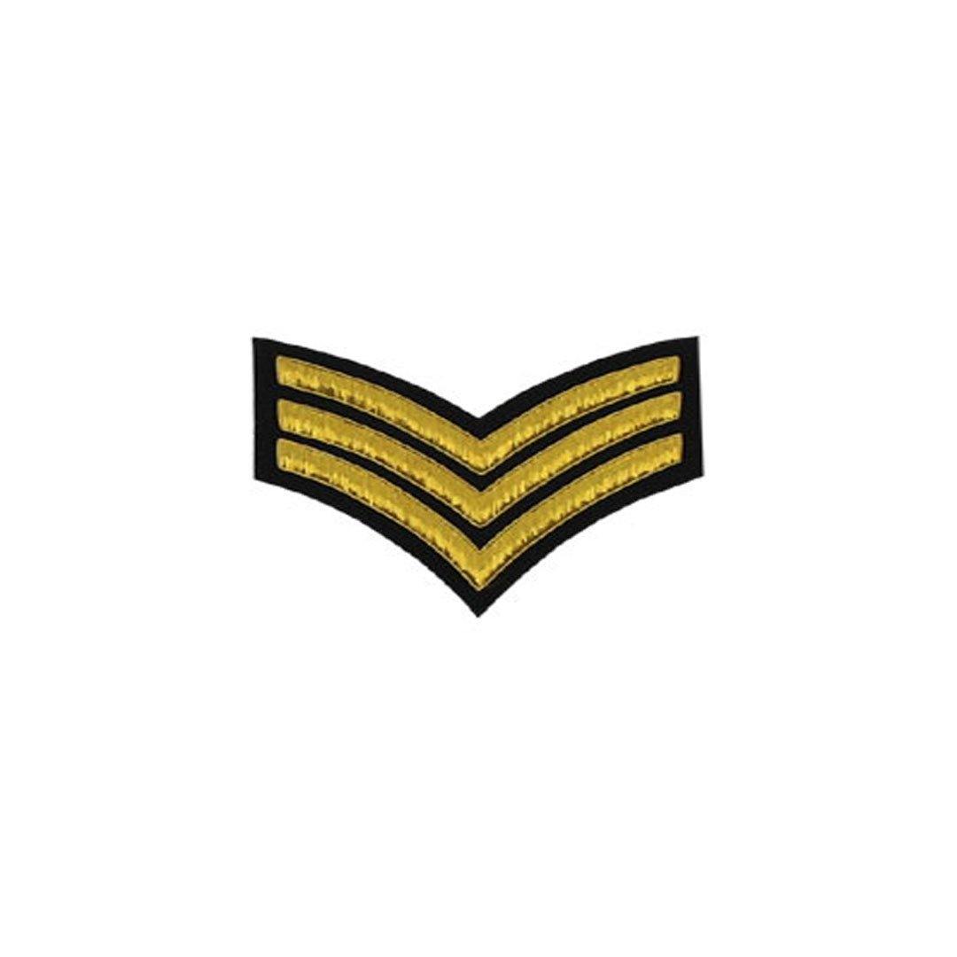 imperial-highland-supplies-3-stripes-chevron-badge-gold-bullion-on-black