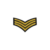 3 Stripe Chevrons Badge Gold Bullion On Black