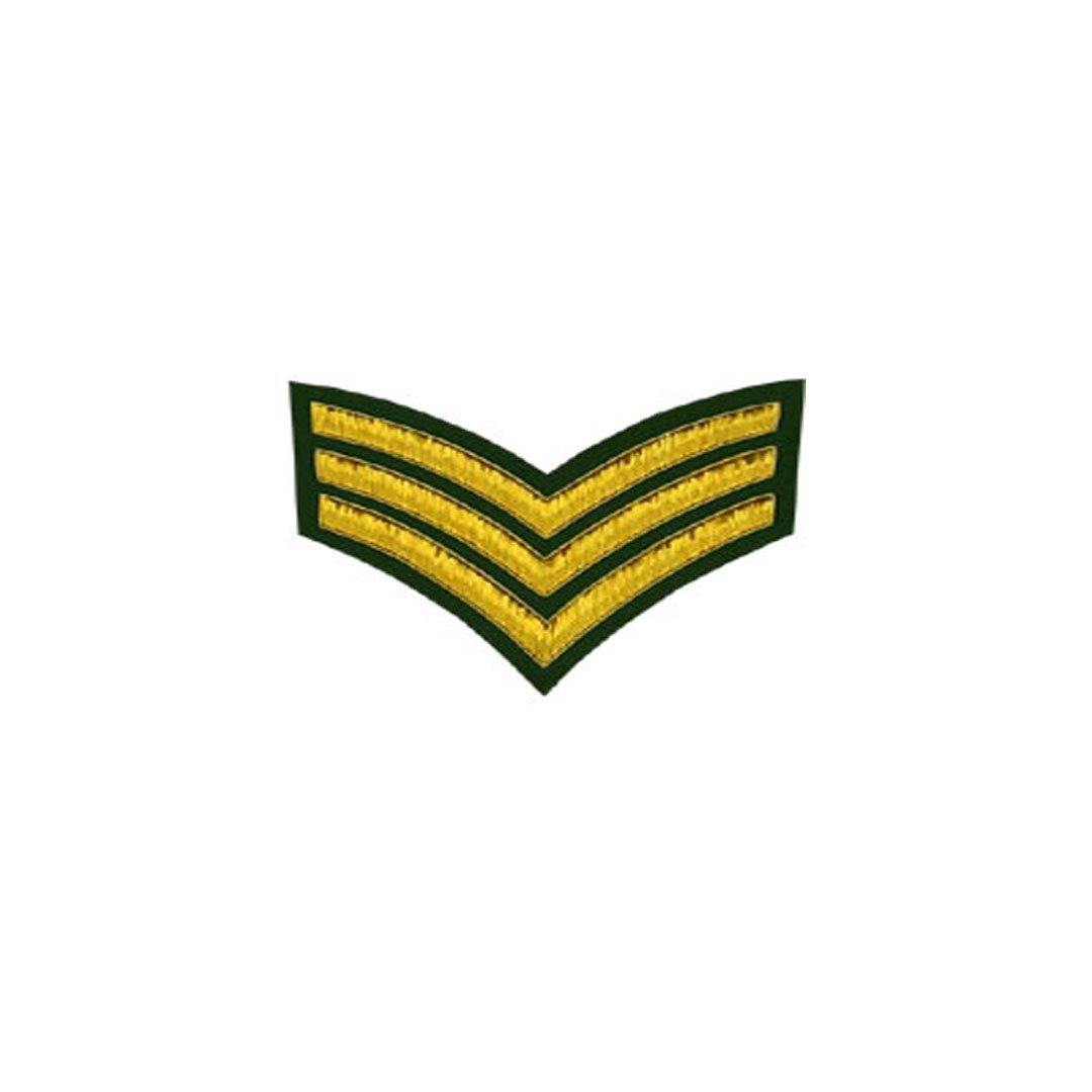 imperial-highland-supplies-3-stripes-chevron-badge-gold-bullion-on-green