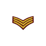 3 Stripe Chevrons Badge Gold Bullion On Red
