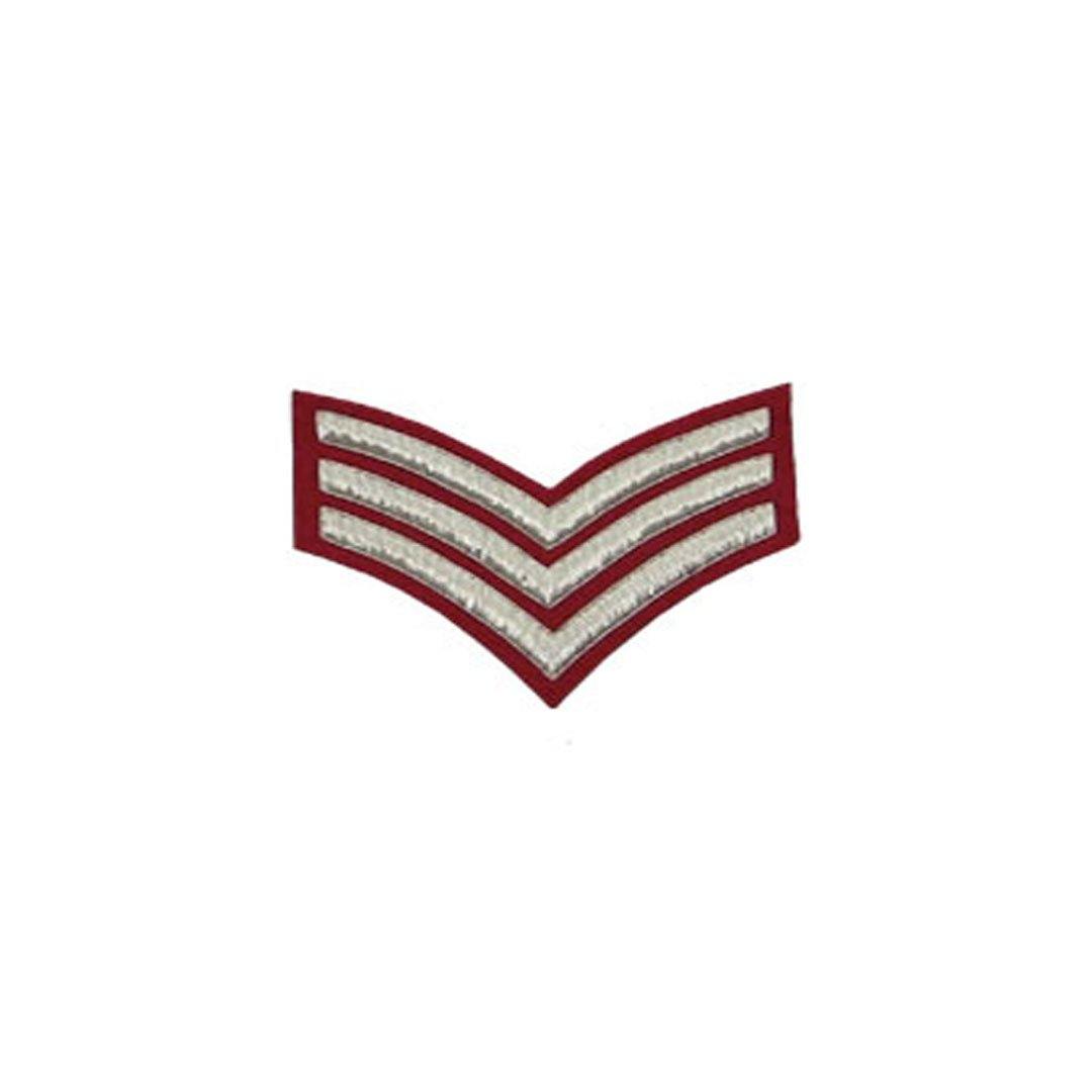 imperial-highland-supplies-3-stripes-chevron-badge-silver-bullion-on-red