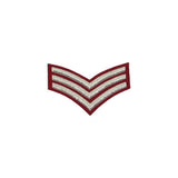 3 Stripe Chevrons Badge Silver Bullion On Red