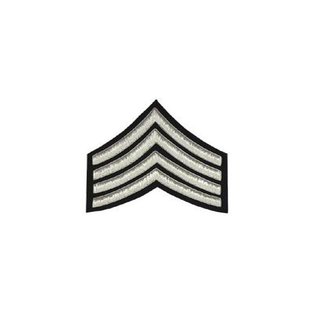 imperial-highland-supplies-4-stripes-chevron-badge-silver-bullion-on-black