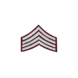 4 Stripe Chevrons Badge Silver Bullion On Red