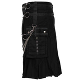 Black Deluxe Utility Fashion Kilt With Chain - biznimart