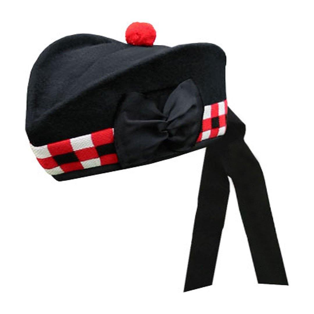 Black Glengarry Hat White Red Black Dicing - biznimart