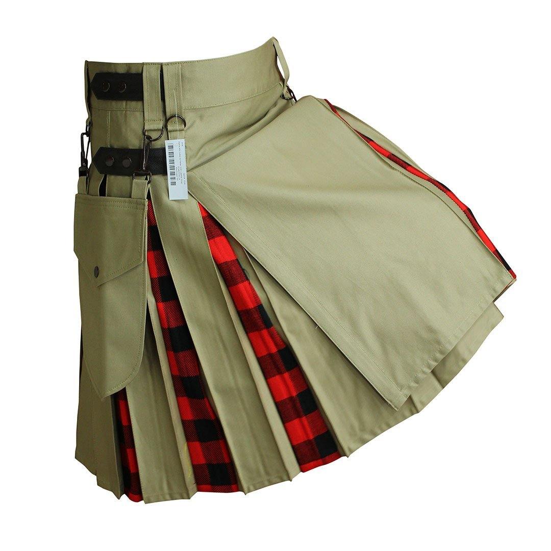 imperial-highland-supplies-khaki-hybrid-kilt-with-rob-roy-tartan-front
