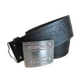 Masonic Embossed Kilt Belt In Leather