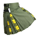 imperial-highland-supplies-olive-green-hybrid-kilt-with-macleod-of-lewis-tartan-front-1
