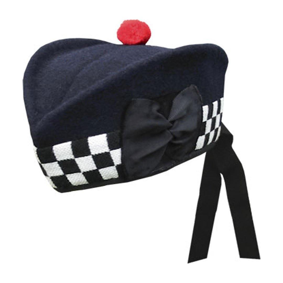 Police Band Navy Glengarry Hat With White Black Dicing - biznimart