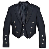 Formal Scottish Black Prince Charlie Jacket With 3 Buttons Vest