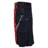 Red And Navy Deluxe Utility Kilt With Chain - biznimart
