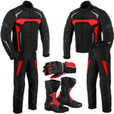 Motorbike Red Jacket Trouser Waterproof Motorcycle Riding Suit Leather Racing Boots - biznimart