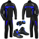 Motorbike Jacket Trouser Waterproof Motorcycle Riding Suit Leather Racing Boots - biznimart