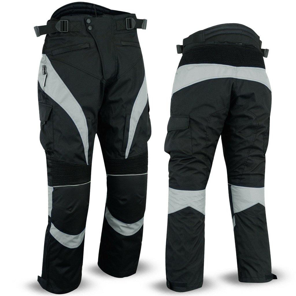 Mens Black Textile WATERPROOF CE ARMOURED Motorbike Motorcycle  Trousers/Pants