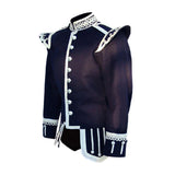 Navy Blue Pipe Band Doublet With Scrolling Silver Braid