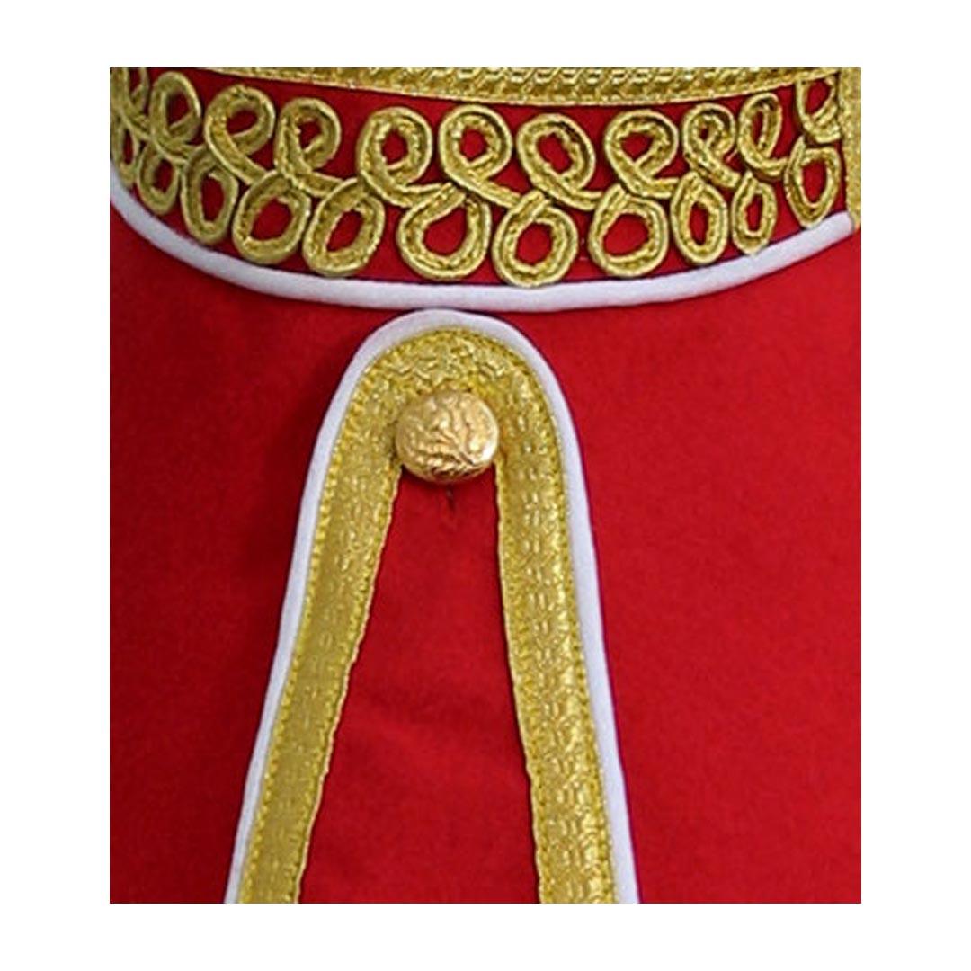 Red Pipe Band Doublet With Scrolling Gold Braid