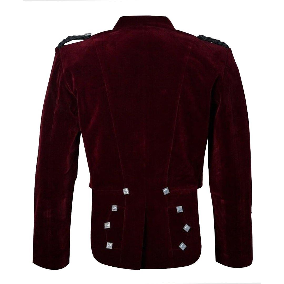 Red Velvet Prince Charlie Jacket With Waistcoat - biznimart