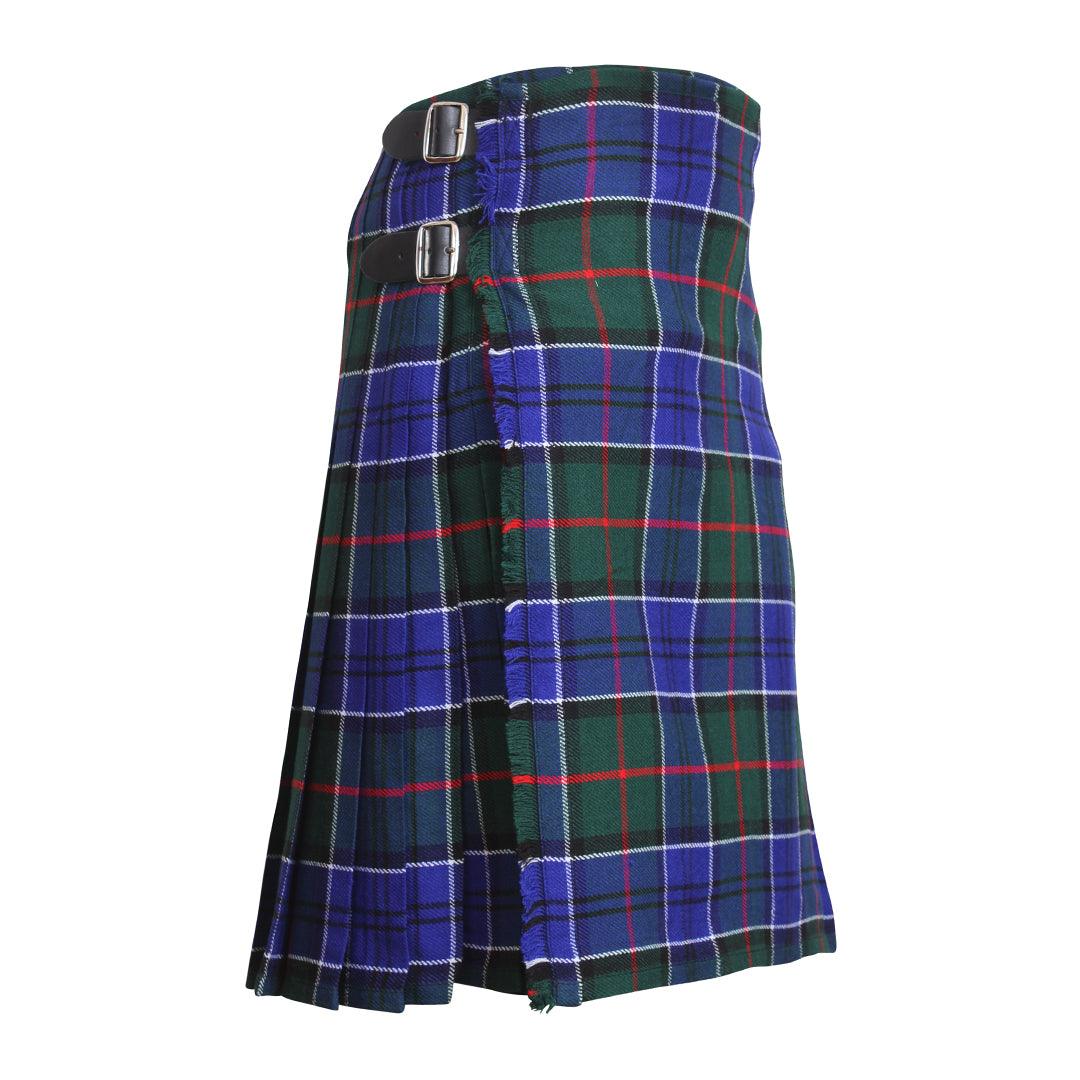 Scottish Colquhoun Tartan Kilt 8 Yards With Pleats Medium Weight 13oz Leather Straps - biznimart