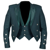 Scottish Formal Prince Charlie Jacket And Vest Green Color - biznimart