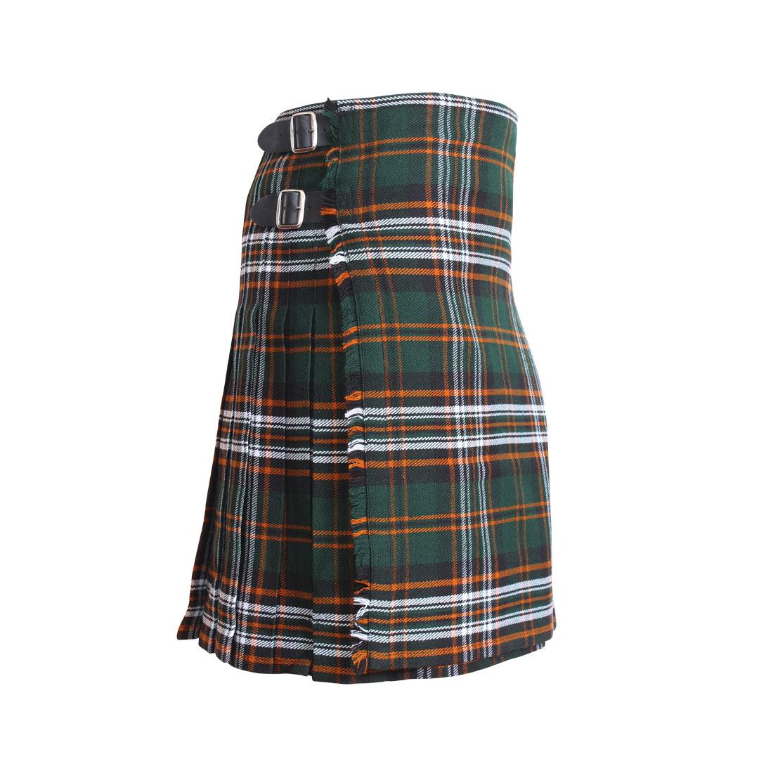 Scottish Heritage Of Ireland Tartan Kilt 8 Yards With Box Pleats Medium Weight 13oz Leather Straps - biznimart