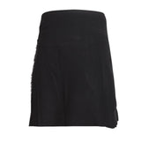 Scottish Solid Black Tartan Kilt 8 Yards With Box Pleats Medium Weight 13oz Leather Straps - biznimart